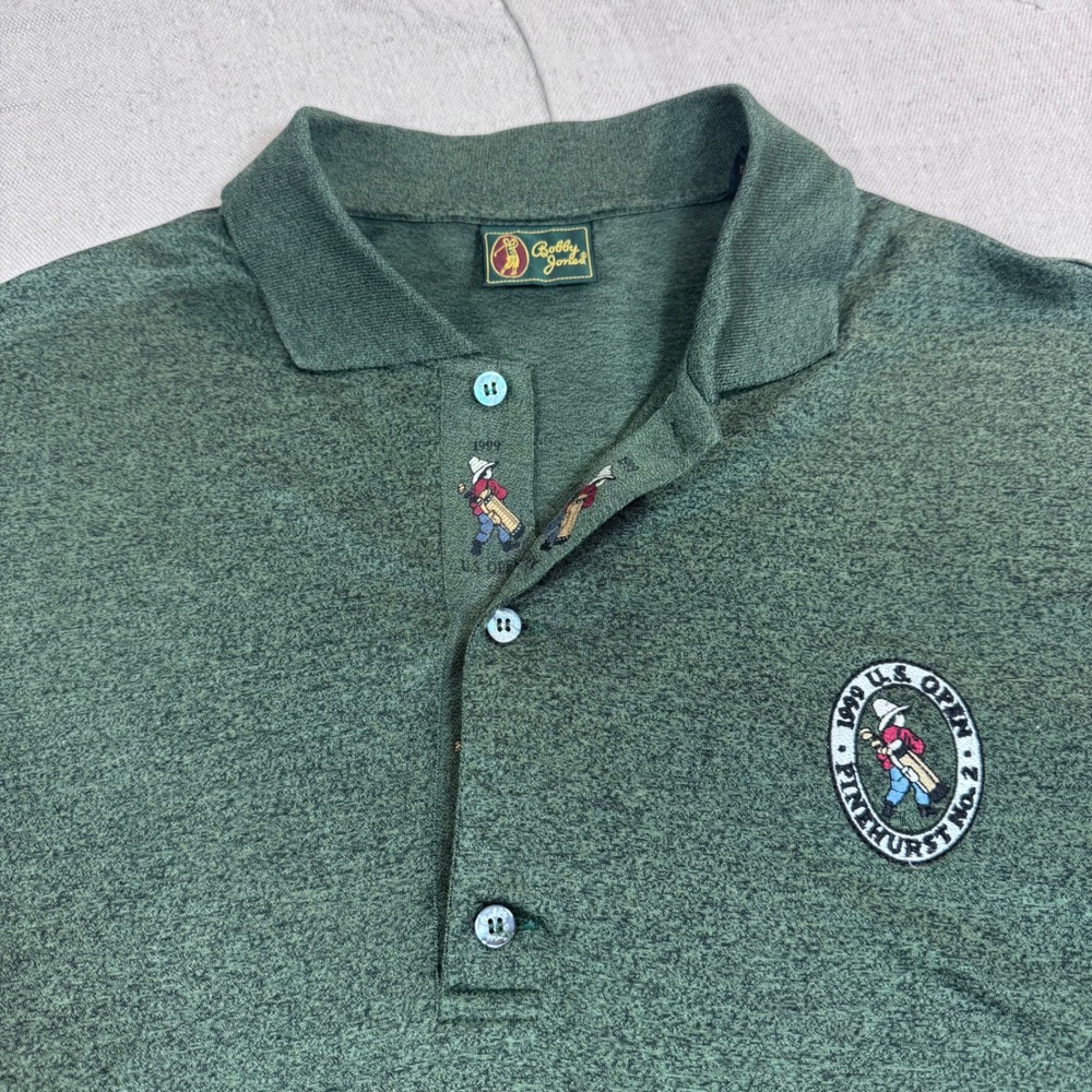 VTG Bobby Jones Polo Shirt Mens M Green 1999 US Open Pinehurst No 2 Italy‎